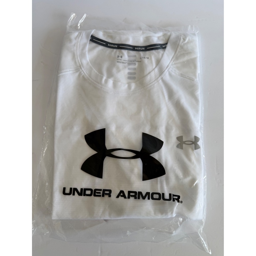 Under Armour CoolSwitch Run SS Shirt Mens Large White Fitted Tee Gorpcore NEW